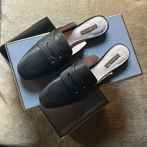 Leather black slip on